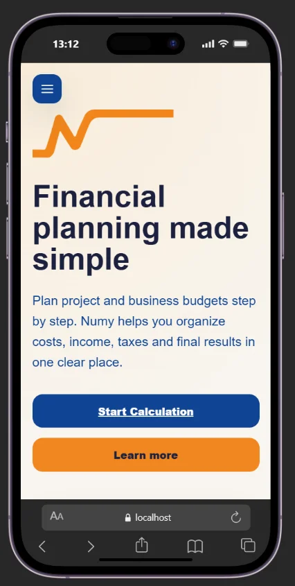 numy academy project mobile main view
